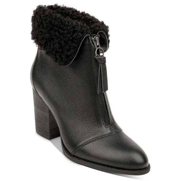 SPLENDID KILEY FAUX FUR COLLAR WOMENS HEEL BOOTIES SIZE 8 1/2 NWOT - Picture 1 of 6